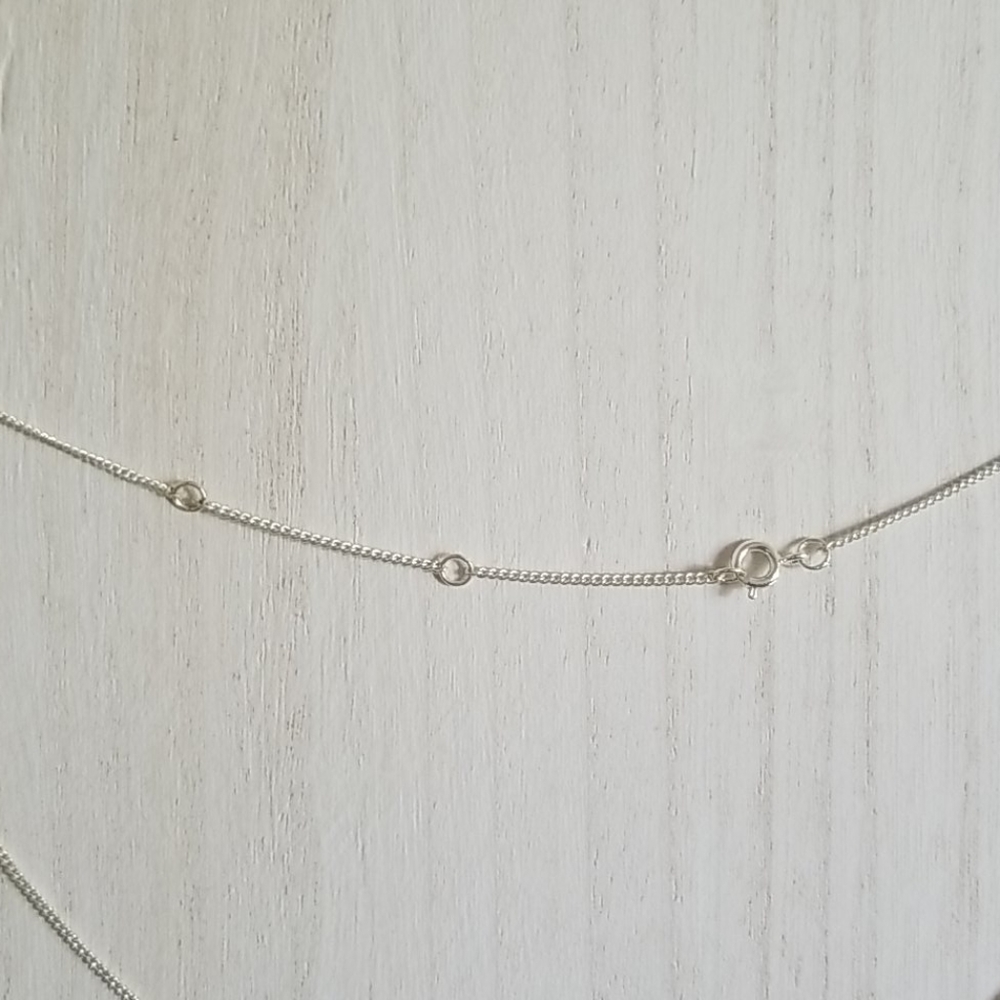 Silver Circle Dangle Crystal Pendant Necklace - Picture 4 of 6
